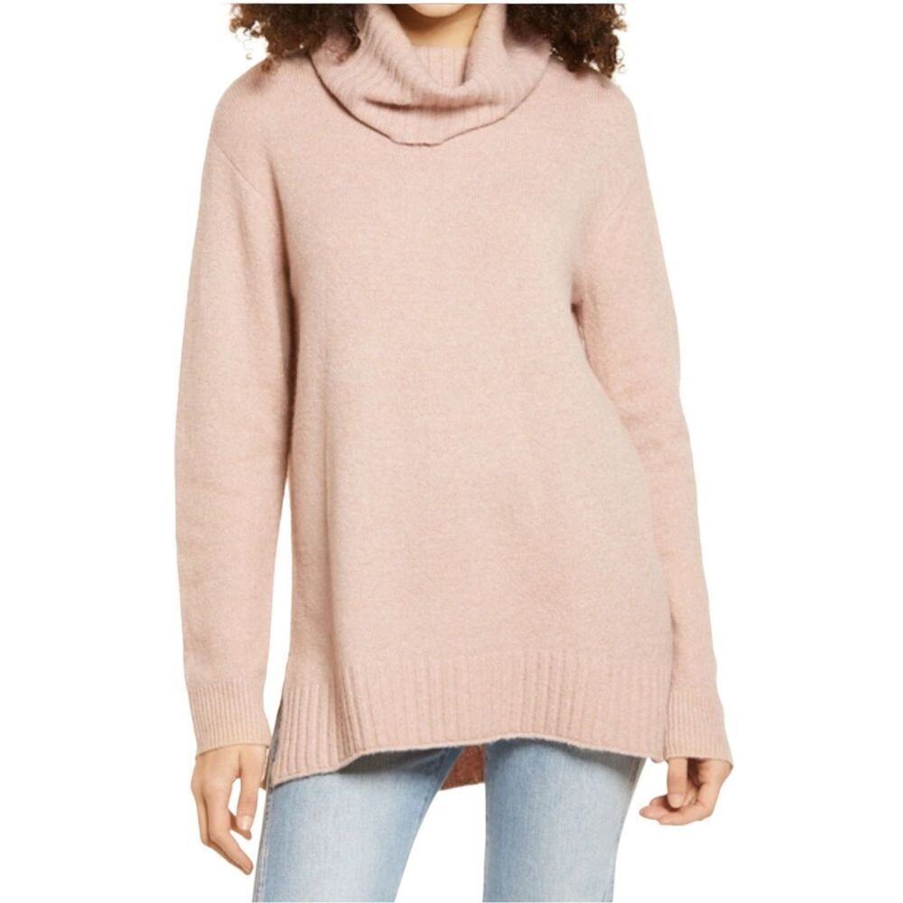 BP. Longline‎ Turtleneck Oversized Sweater Top In Pink Adobe Size Large New